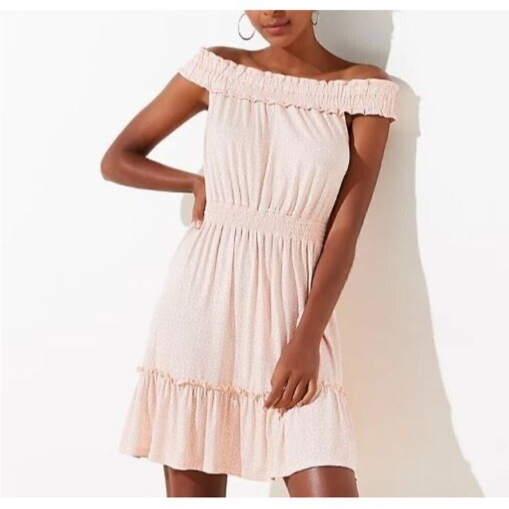Off-Shoulder Cream peach beach Dress